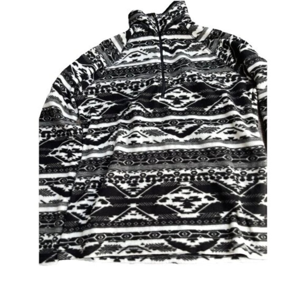 Eddie Bauer Fleece 1/4 Zip Pullover Shirt Sz Medium Sweatshirt Ultra Soft Aztec